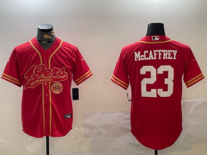 Men San Francisco 49ers #23 Mccaffrey Red Joint Name 2024 Nike Limited NFL Jersey style 12095